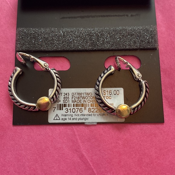 Scroll by Dillards clip earrings silver and gold finish - Picture 2 of 4